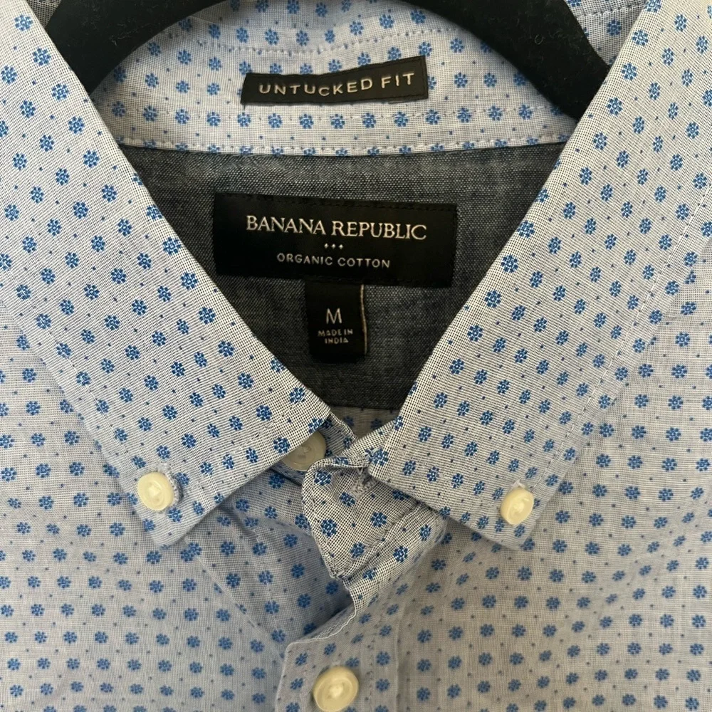Banana Republic Men Size M Untucked Fit Organic Cotton Casual Long Sleeve Shirt